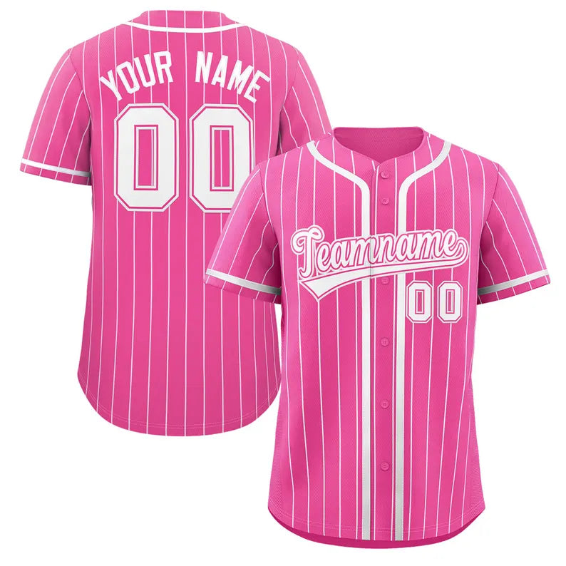 Custom Embroidered Pinstripe Baseball Jersey - Personalized Team Uniform