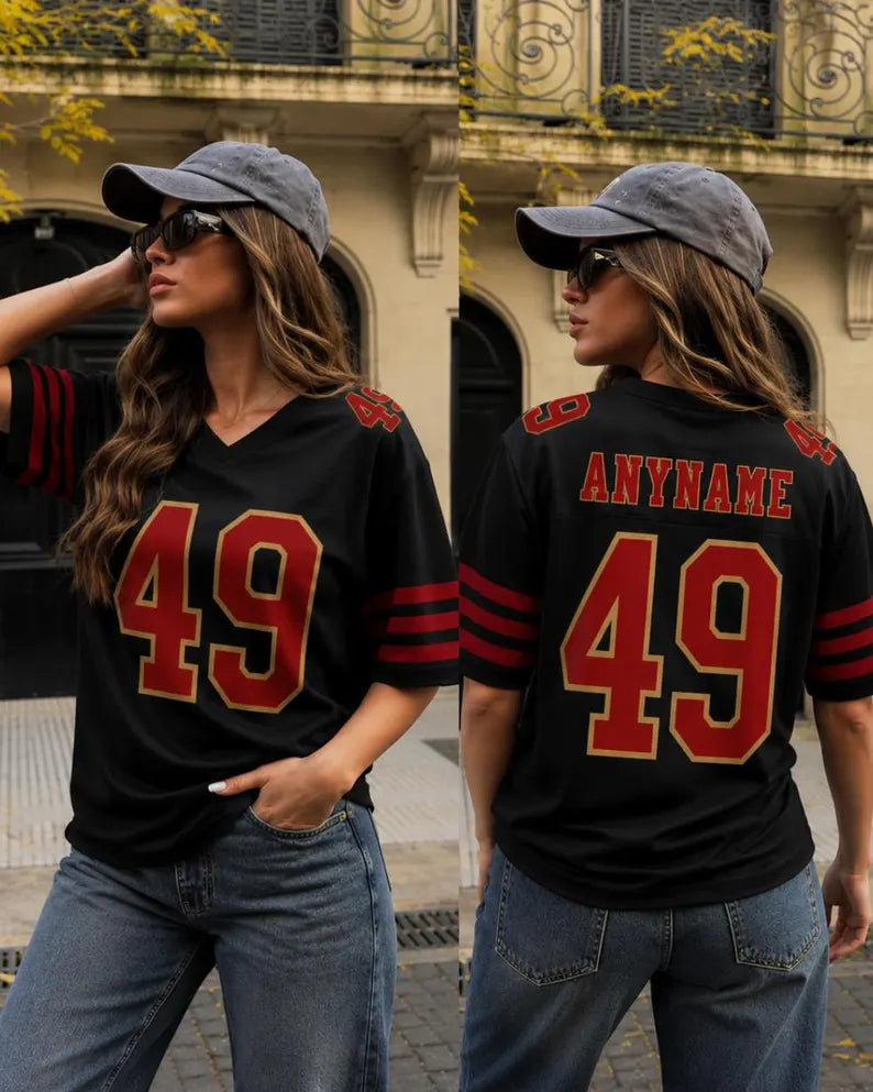 Custom Football Jersey - Personalised Name & Number Unisex Athletic Top & Game Day Team Uniform