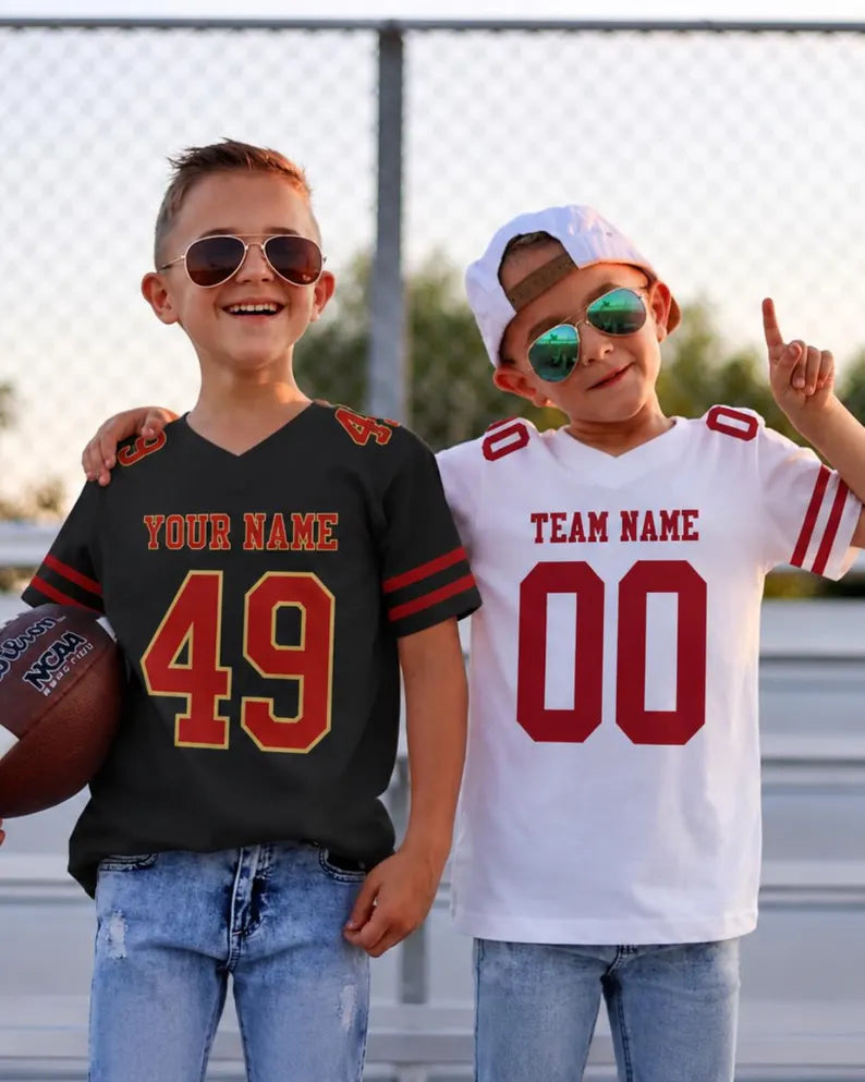 Custom Football Jersey - Personalised Name & Number Unisex Athletic Top & Game Day Team Uniform