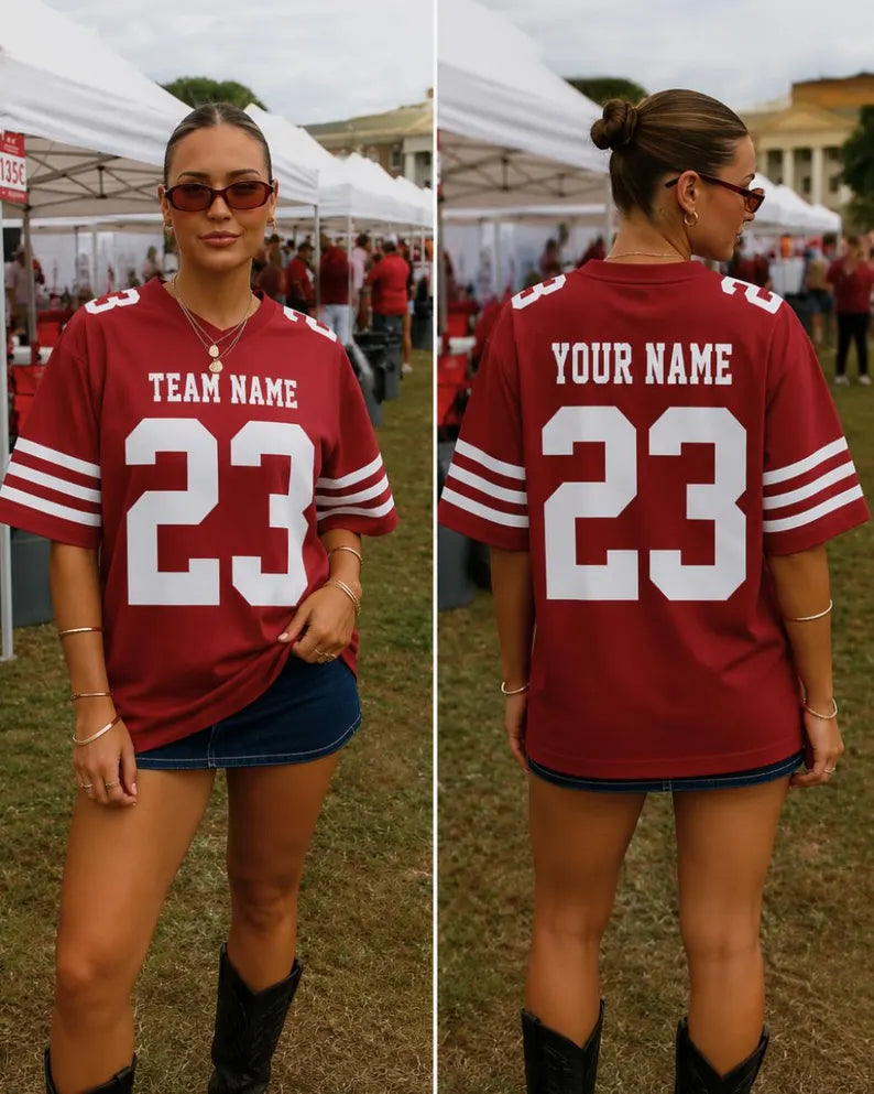 Custom Football Jersey - Personalised Name & Number Unisex Athletic Top & Game Day Team Uniform