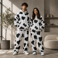 Cow Print Tracksuit - Heavyweight Fleece Matching Sweat Set & Functional Oversized Two-Piece Jogger Outfit